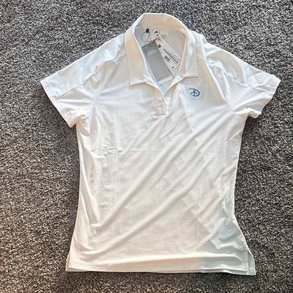 adidas Tops - Adidas White Polo with Subtle Branding and Disney Tag